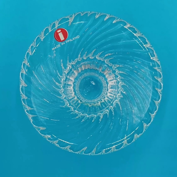 Set of 2 VTG 1980s Iitala Finland "Poppa" Clear Glass Crystal Candle Holders - Picture 8 of 11